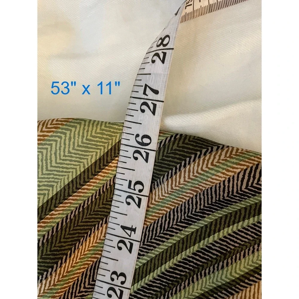 Echo Silk Scarf Green Tan Black Chevron Herringbone Striped Rectangular Wrap‎
